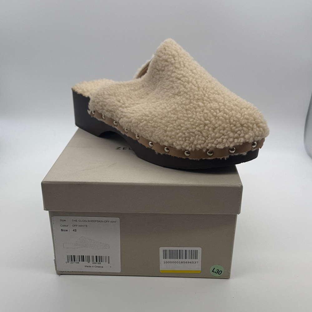 Ancient Greek Sandals x Zeus + Dione Shearling Studded Clog Mule